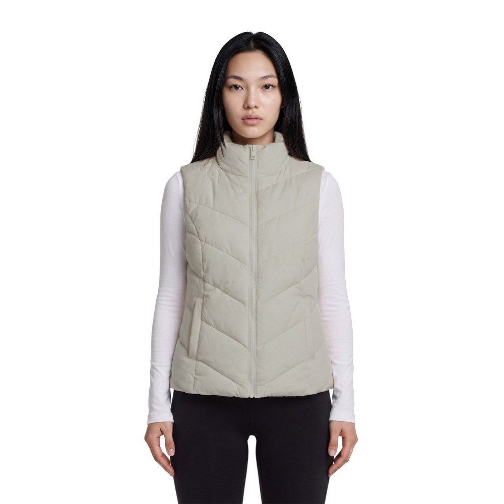 NWT Cole Haan Signature Puffer Vest Women's Size‎ Small Ivory Chevron Quilted